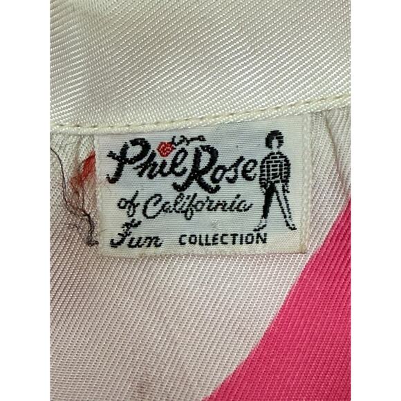 1960's PHIL ROSE OF CALIFORNIA pink and green daisy blouse - Picture 2 of 9